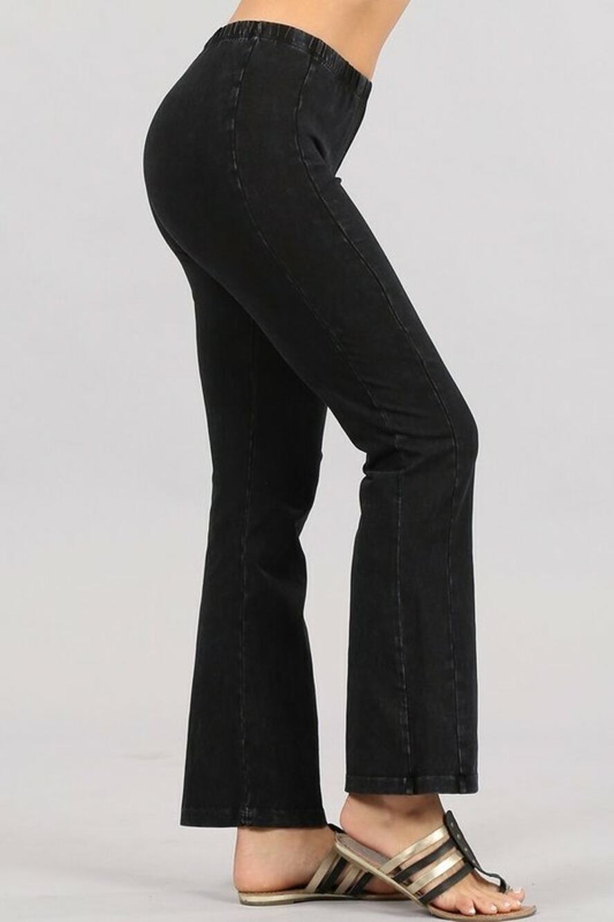 Chatoyant Mineral Wash Flare Pants With Side Contrast Black Medium